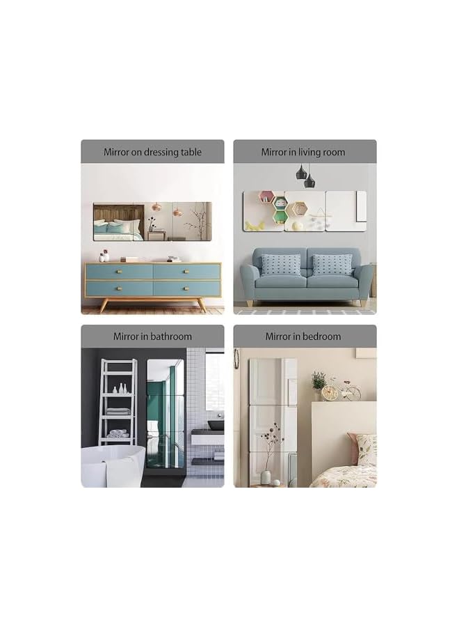 The Bros 3 Pcs Square Mirror Sheet, Each 30 cm x 30 cm, 2 mm Thickness, Self-Adhesive Frameless Wall Mounted Mirror for Home Office Bedroom Living Room Bathroom Door Gym - Image 3