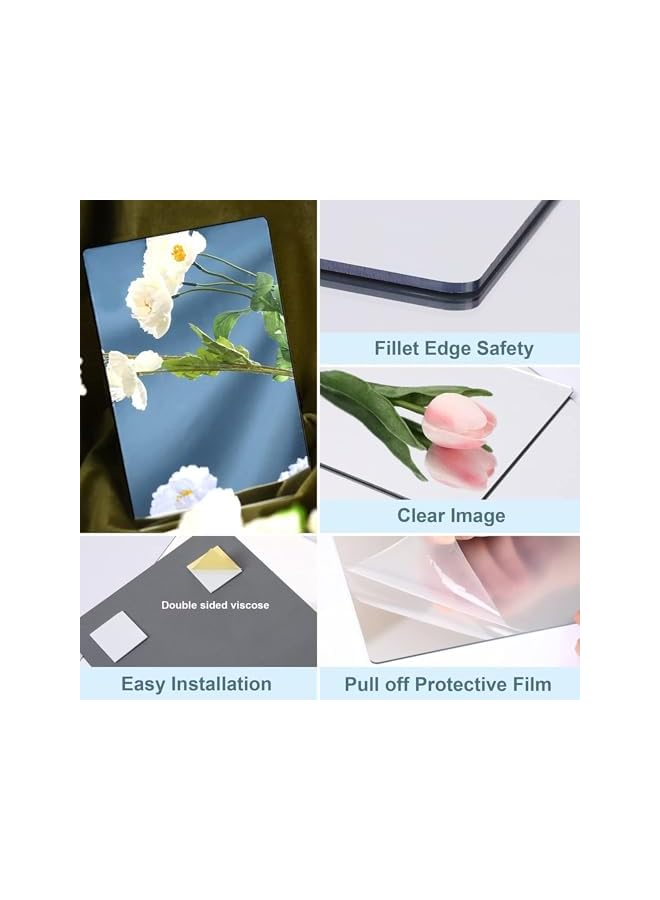 The Bros 3 Pcs Square Mirror Sheet, Each 30 cm x 30 cm, 2 mm Thickness, Self-Adhesive Frameless Wall Mounted Mirror for Home Office Bedroom Living Room Bathroom Door Gym - Image 5