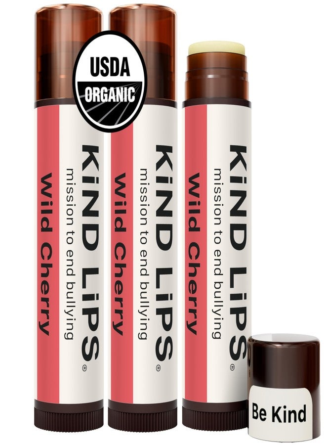 Kind Lips Wild Cherry Lip Balm (3 Pack) – Organic Flavored Lip Balm for Dry, Cracked Lips – Natural Beeswax Moisturizing Lip Care with Sweet Cherry Flavor - Image 1