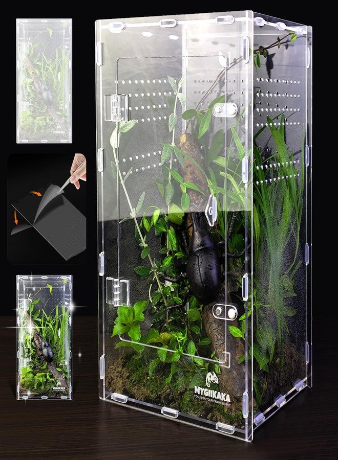 MYGIIKAKA Reptile Terrarium Aquarium Breeding Tank, 13.78" x 7.48" x 7.87" Acrylic Tarantula Enclosure Feeding Box Insect Habitat for Tarantula Spider Snake Lizard Hermit Crab Insect - Image 1