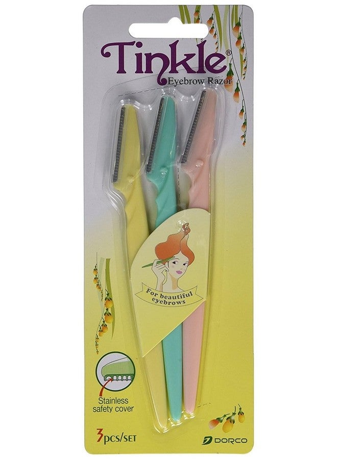 DORCO Tinkle 3 PCS Eyebrow or Face Hair Removal Safety Razors Trimmer Shaper Shaver Cosmetics for Women | Best Seller Premium Long Lasting Easy to Use - Image 2