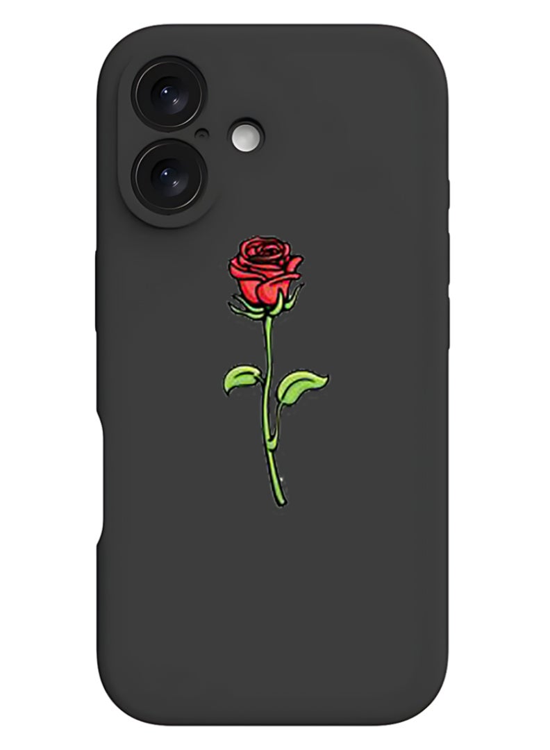 Theodor iPhone 16 Black Protective Slim Fit Case Liquid Silicone Cover with Full Body Protection Anti-Scratch Shockproof Case For iPhone - Rose - Image 1