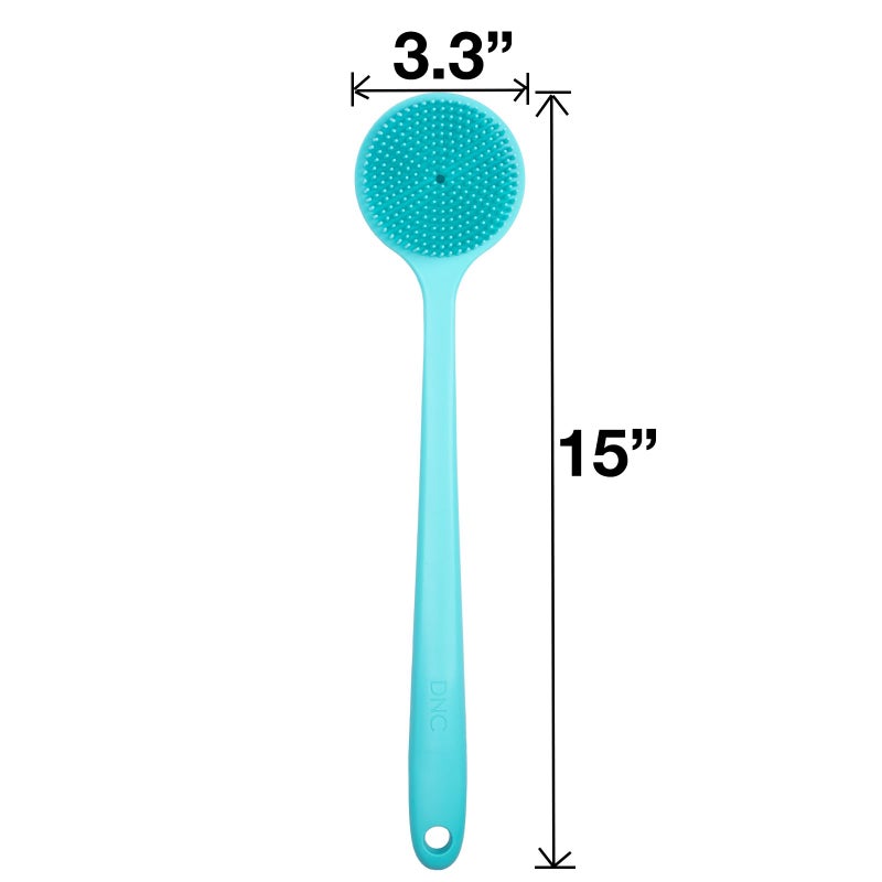 DNC Silicone Back Scrubber for Shower, Soft Bath Body Brush with Long Handle (Blue) - Image 3
