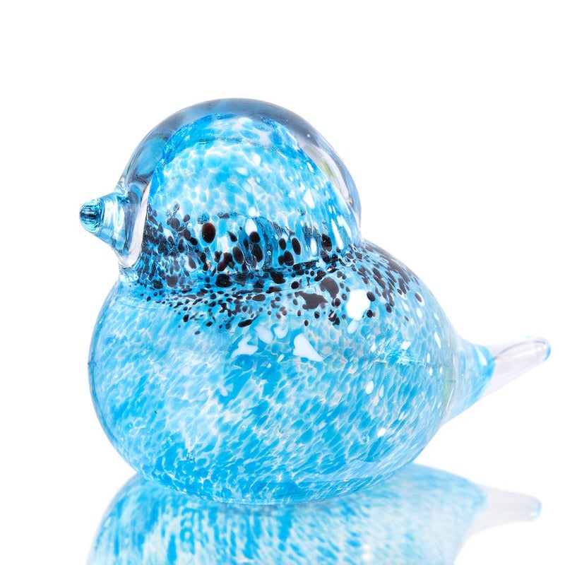 QFkris 4" Handmade Blown Glass Blue Birds Figurine, Art Glass Animal Sculpture Status Home Decor Crystal Paperweight for Bird Lover - Image 1