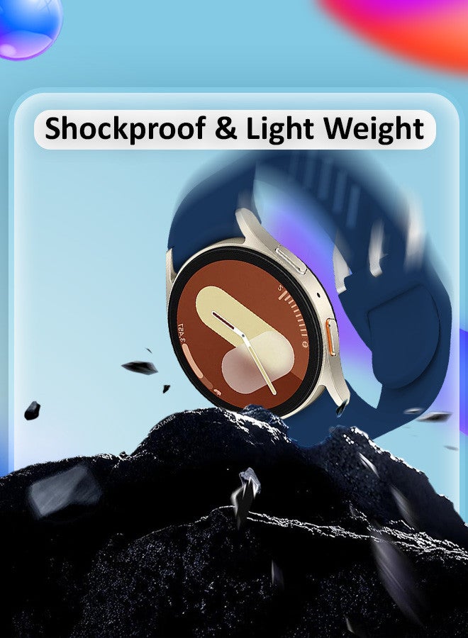 CATANES for Galaxy Watch 7 Strap 40mm 44mm,for Samsung Galaxy Watch FE Band 20mm Soft Silicone Sport Strap Women Men,No Gap Bracelet Wristbands Blue - Image 4