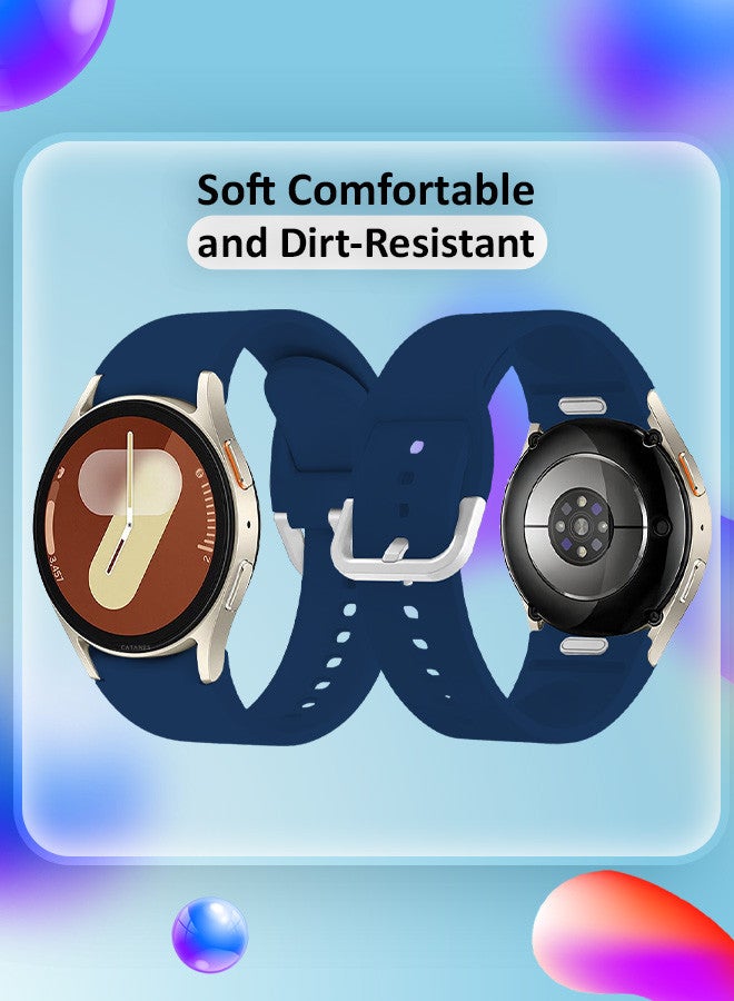 CATANES for Galaxy Watch 7 Strap 40mm 44mm,for Samsung Galaxy Watch FE Band 20mm Soft Silicone Sport Strap Women Men,No Gap Bracelet Wristbands Blue - Image 2