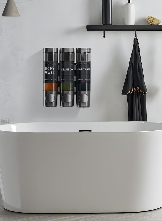 Cabo Deseado Shower Soap Dispenser Wall Mounted No Drill Shampoo Dispenser for Shower Wall Shampoo and Conditioner Dispenser Bathroom Hotel 3 * 300ml Gungray with Labels - Image 5