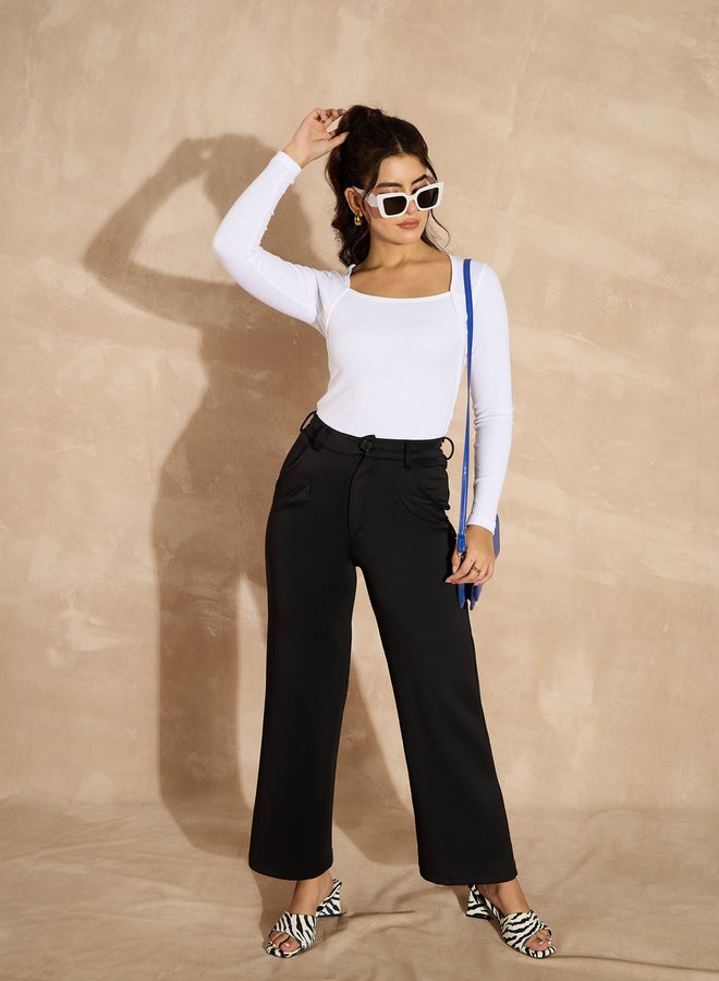 SASSAFRAS Ribbed Square Neck Long Sleeves Top  - Image 5