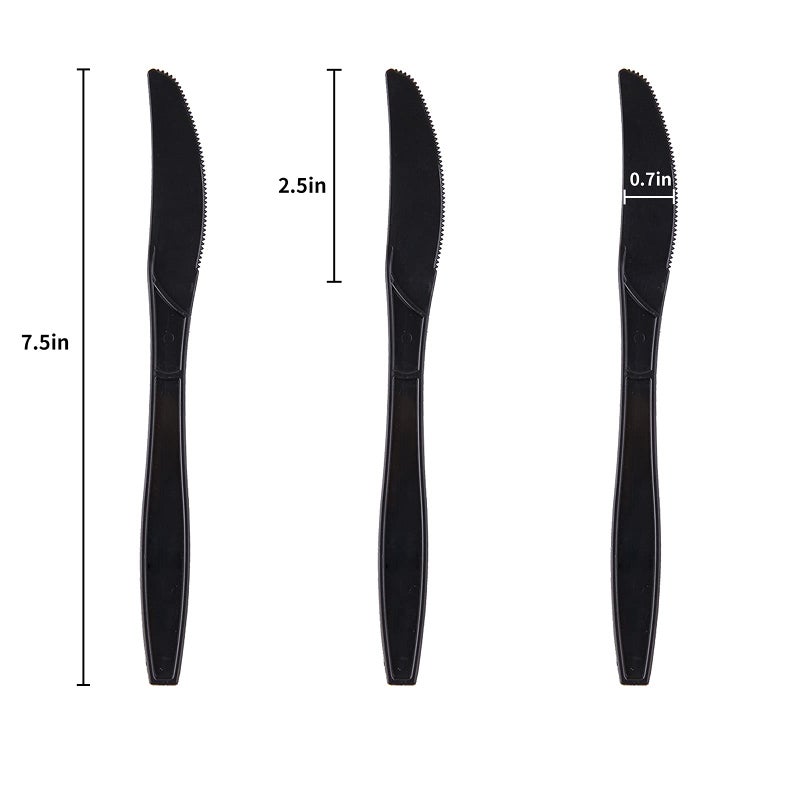 Laojbaba Disposable Individually Packaged Knives Black 7-Inch Commercial Take Away Knives A Box of 100 Super Hard Mass Individually Wrapped Knives  - Image 2