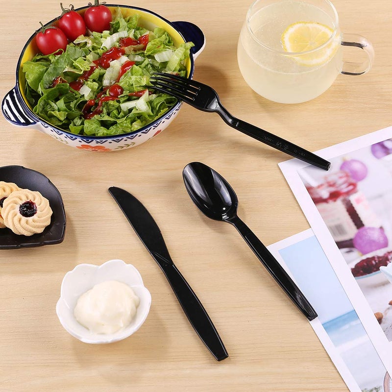 Laojbaba Disposable Individually Packaged Knives Black 7-Inch Commercial Take Away Knives A Box of 100 Super Hard Mass Individually Wrapped Knives  - Image 4