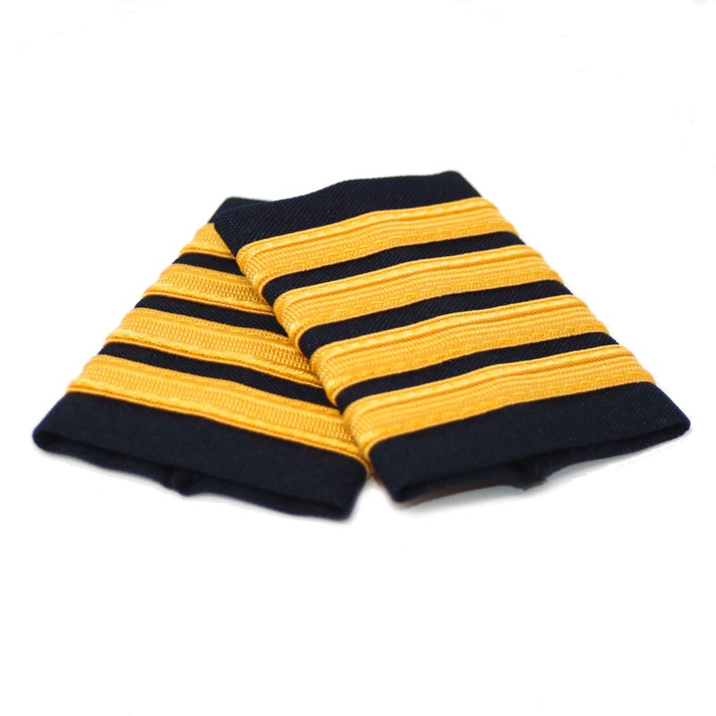 Aero Phoenix Professional Pilot Uniform Epaulets - Four Bars - Captain - Gold Nylon on Dark Navy