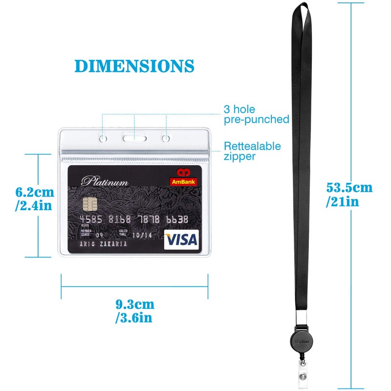 Kaptron Lanyard With ID Badge Holder (2 Pack) - 20 Inch Flat Polyester Lanyard With Retractable Badge Reel and Horizontal Name Badge Holder for Offices, School, Driver Licence - Image 3