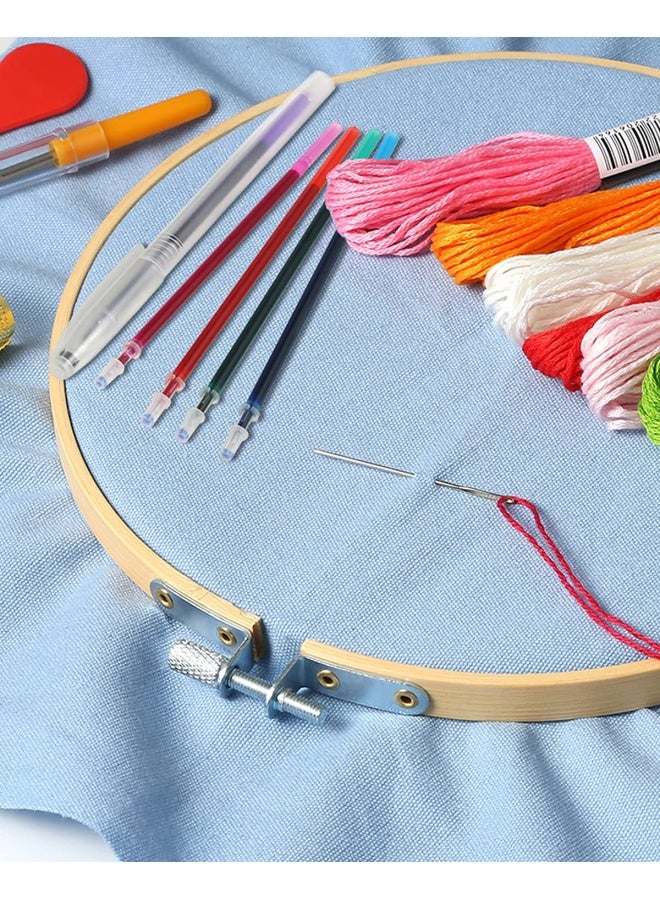 Caydo 10 Pieces Embroidery Fabric Including 10 Colors Embroidery Cotton Fabric 5 Colors WaterSoluble Pens 79 by 79 Inch - Image 5