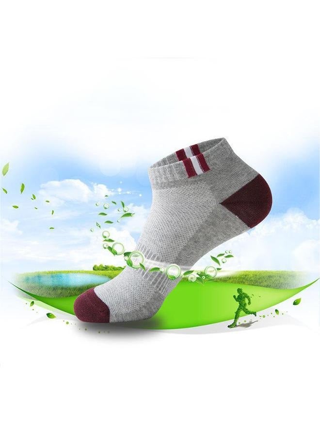 5 أزواج من الجوارب الرجالية الشبكية القابلة للتنفس، جوارب غير قابلة للانزلاق، جوارب كاحل مخططة منخفضة القطع، تهوية منعشة، جوارب رياضية للجري - Image 3