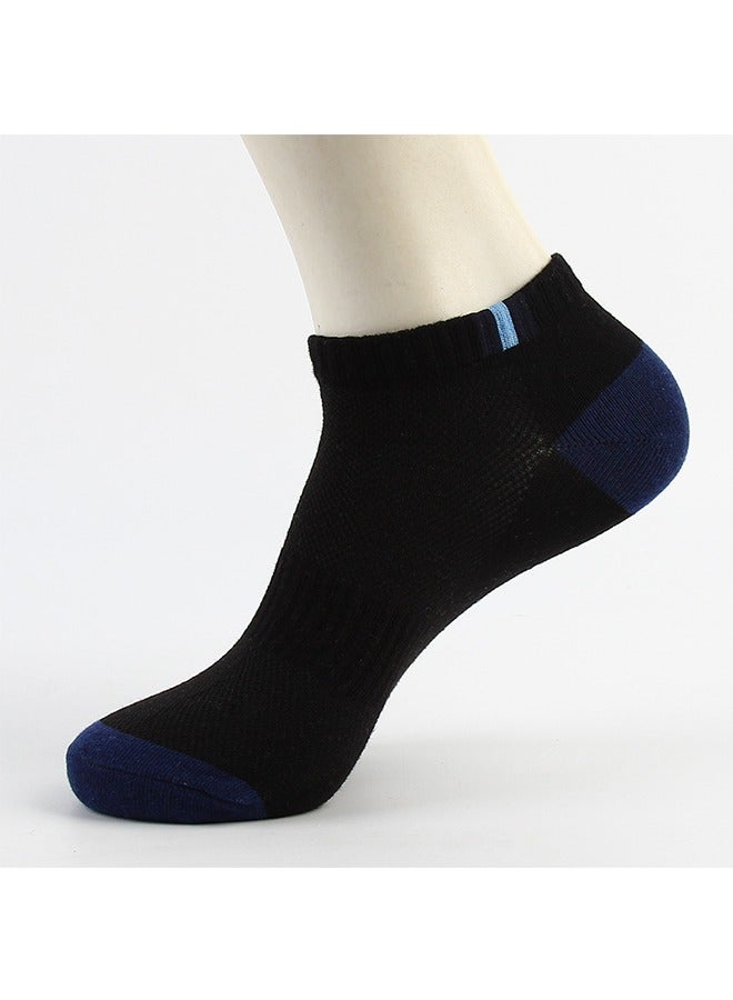 5 أزواج من الجوارب الرجالية الشبكية القابلة للتنفس، جوارب غير قابلة للانزلاق، جوارب كاحل مخططة منخفضة القطع، تهوية منعشة، جوارب رياضية للجري - Image 5