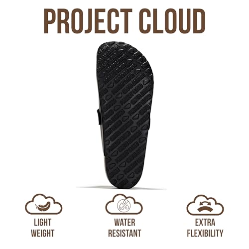Project Cloud Mens Clogs - 100% Full Grain Genuine Leather Clogs for Men with Memory Foam Insole and Arch Support Natural Cork Footbed - Non Slip Mules Mens Slippers (Brooklyn, BLKDIS,9) - Image 5