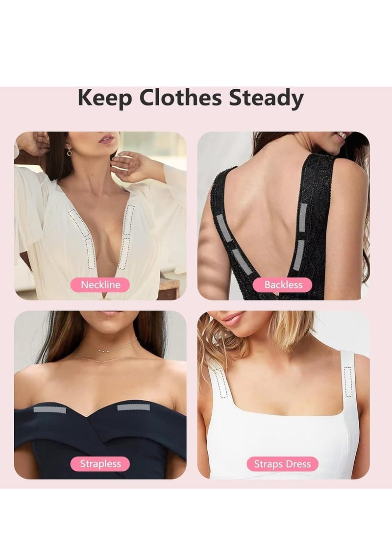 شريط لاصق مزدوج الجوانب للملابس والجسم، شريط قماشي للملابس للنساء، شريط قوي لاصق غير مرئي وشفاف لجميع انواع البشرة، 144 شريط - Image 3