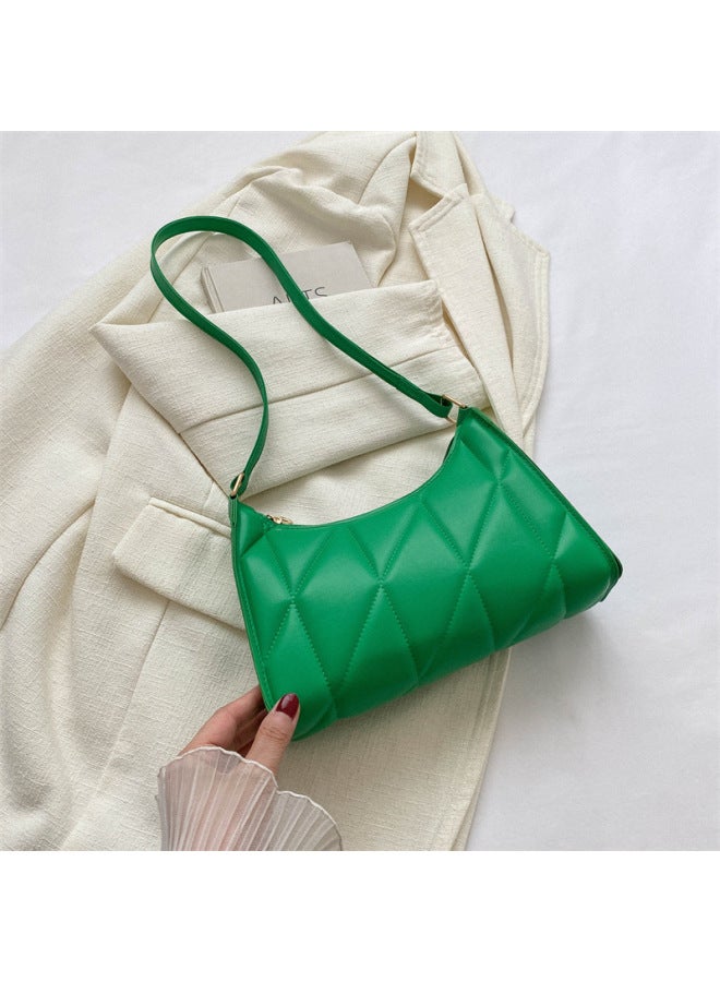 Beautiful Personality Simple Western Style Diamond Embroidery Thread Shoulder Bag Female 2023 Texture Underarm Bag Travel Small Square Bag Fashion-Color:Green - Image 1