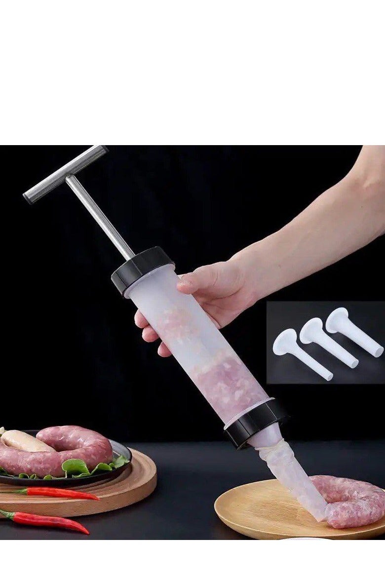 Manual sausage making meat stuffing machine with 3 Sizes Sausage Stuffing Tubes - Image 1