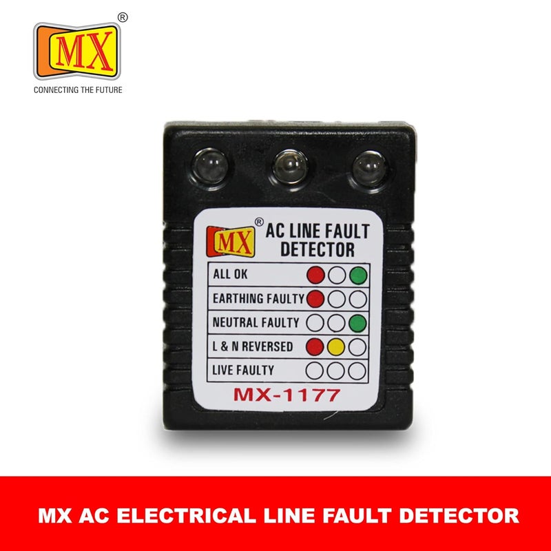 MX MX 3Pin 5AMP Socket Tester AC Electrical Line Fault Detector with RYG LED Indicator Detects Earthing Neutral Live Reversed Faults Wall Plug Safety Tester1177 PACK OF 1  - Image 2