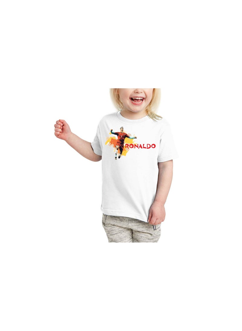 PRINTSHOP4ME Ronaldo Unisex Kids T-Shirt - Soccer Player Printed Tshirt for Boys and Girls - Soft and Comfortable - Gift for Young Football Fans - Image 1