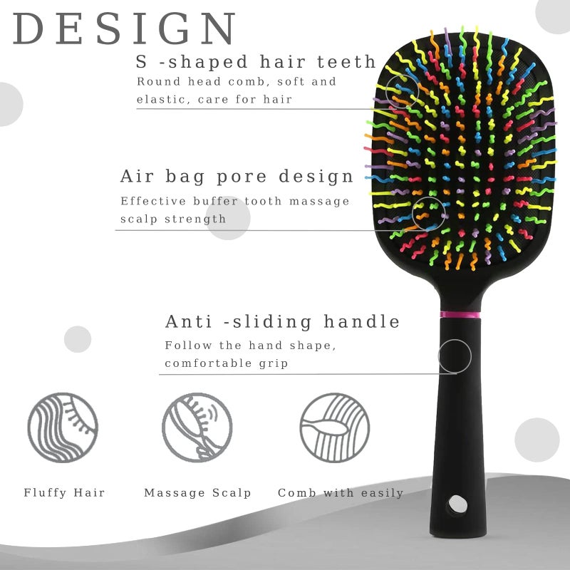 REYINL EudoUS 1000RB Rainbow Paddle Mane and Tail Brush Detangler Plastic Forky Comb for Horses - Image 2