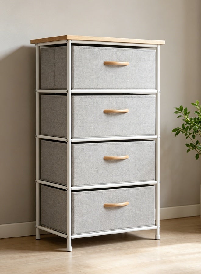 Sharpdo 4 Drawer Storage Dresser, Fabric Storage Tower with Sturdy Steel Frame & Wooden Top, Organizer Unit for Bedroom, Hallway, Entryway, Closets - Image 1