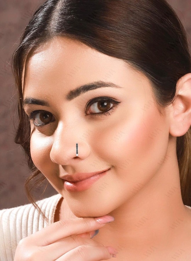 فاما خاتم أنف فضي بمشبك من حجر فاما الأسود، بدون ثقب، دبوس أنف ضاغط للنساء - Image 5