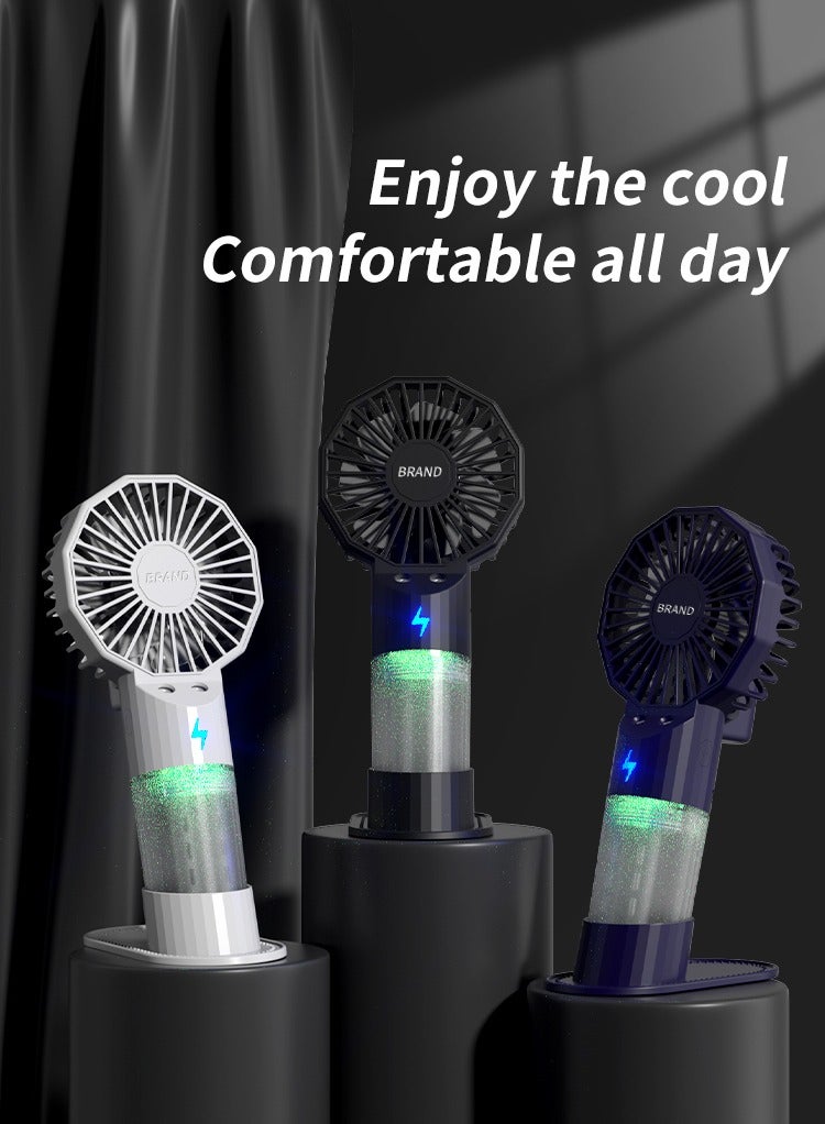 Double port spray handheld small fan Desktop humidification and water supplement mini fan(Dark Blue) - Image 2