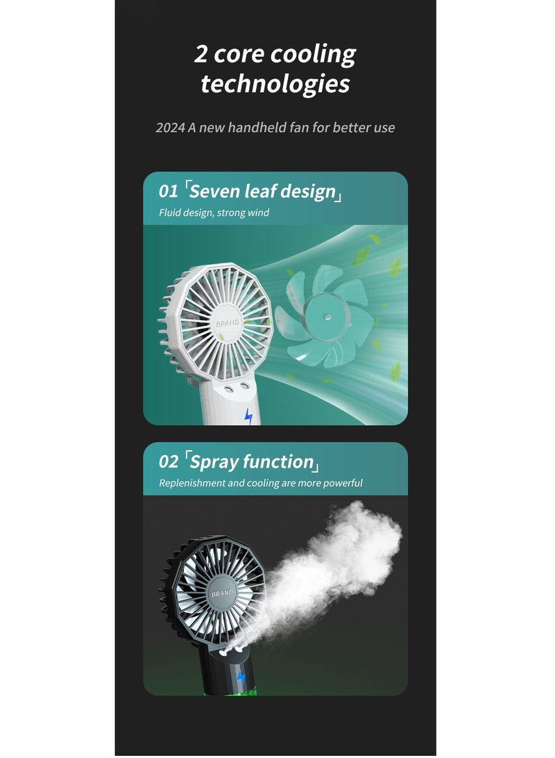 Double port spray handheld small fan Desktop humidification and water supplement mini fan(Dark Blue) - Image 5