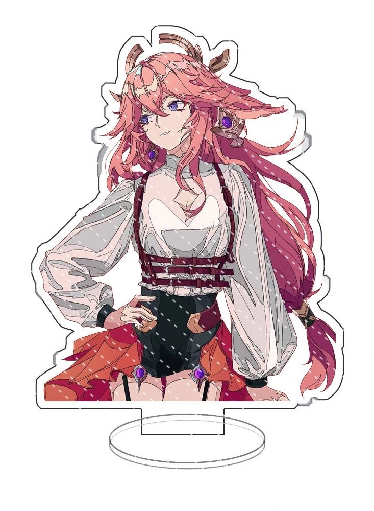 Genshin Impact Stand Figure Acrylic Ornaments Stand Model Collections Peripheral Statue Card Character Proof Series Transparent Figure Model Fans Decoration Collection Desk Decor Toys Cute(4pcs)  - Image 5