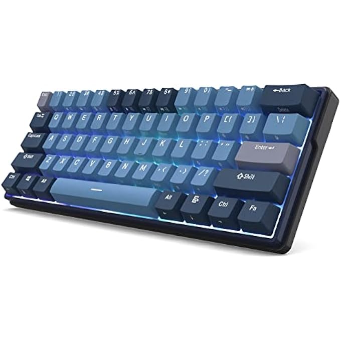 rayihni RK61 PLUS WIRELESS MECHANICAL KEYBOARD, 60% PERCENT GAMING KEYBOARD WITH BLUETOOTH/2.4G/WIRED, HOT SWAPPABLE RGB PC KEYBOARDS WITH USB HUB FOR WIN/MAC, SILENCE LINEAR SKYCYAN SWITCHES - Image 1