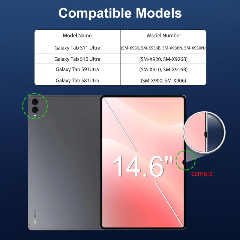 SPARIN 2 Pack Screen Protector for Samsung Galaxy Tab S11 Ultra/S10 Ultra/S9 Ultra/S8 Ultra 14.6 Inch, 9H Tempered Glass for Galaxy Tablet S11 Ultra, Anti-Scratch/Case Friendly - Image 2