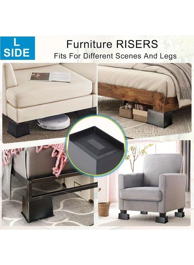Black 4 Pack 2 Inch Heavy Duty Bed Furniture Risers Support 6000 Lbs - Image 2