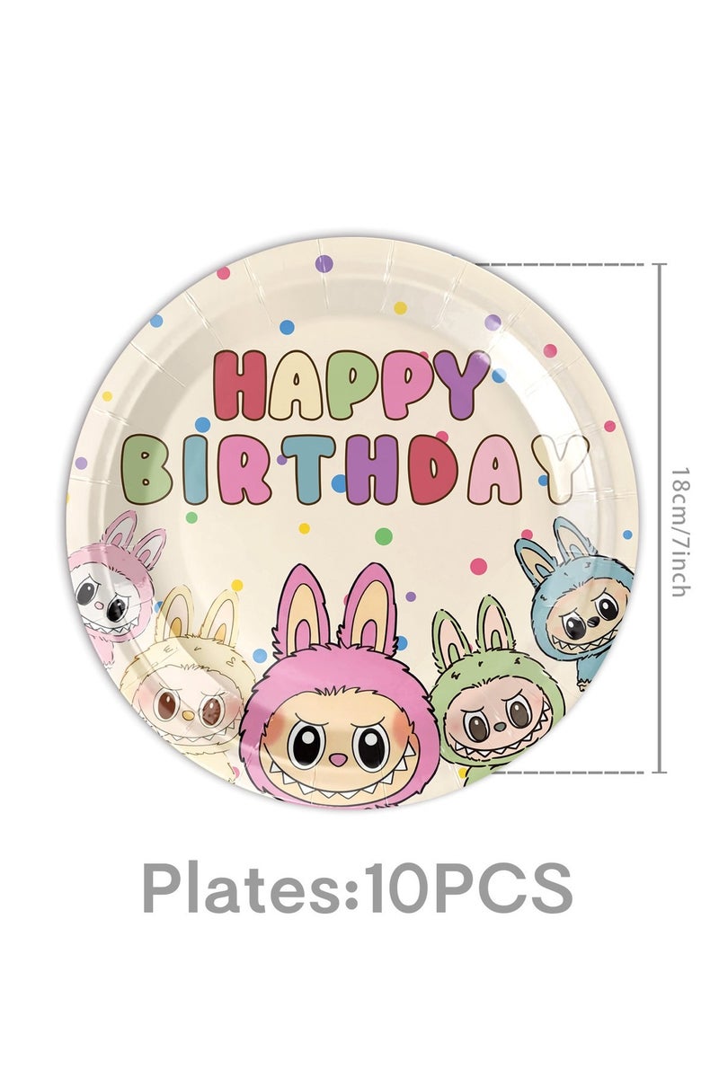 Theme Party Birthday Party, Birthday Decoration Set Includes Disposable Plates, Dessert Plates, Cups and Napkins, Happy Birthday Flag (1 Piece), Serves 10 Guests (51 Pieces).  - Image 4