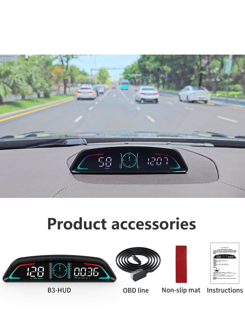 XiuWoo Head Up Display for Cars, Gauge Display, Speedometer with Speed, Engine RPM, Clock, Overspeed Alarm, Water Temperature Alarm, Fatigue Driving Reminder - Image 4