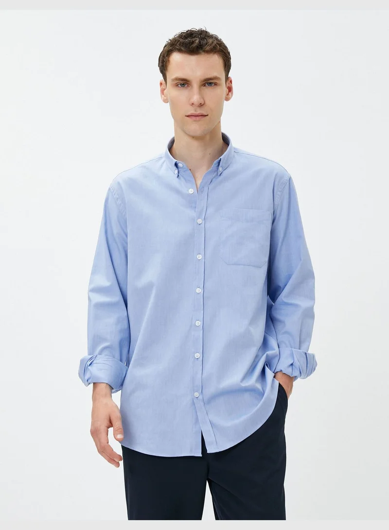 كوتون Basic Shirt Classic Neck Pocket Detail Cotton
