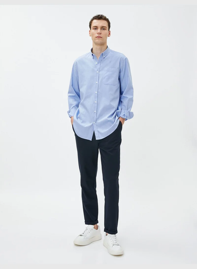 كوتون Basic Shirt Classic Neck Pocket Detail Cotton