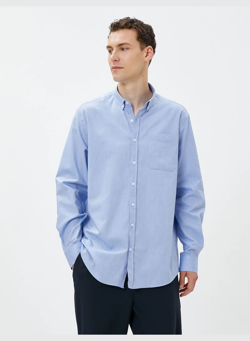 كوتون Basic Shirt Classic Neck Pocket Detail Cotton