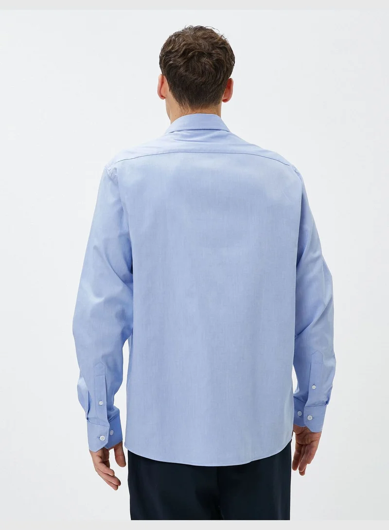 كوتون Basic Shirt Classic Neck Pocket Detail Cotton