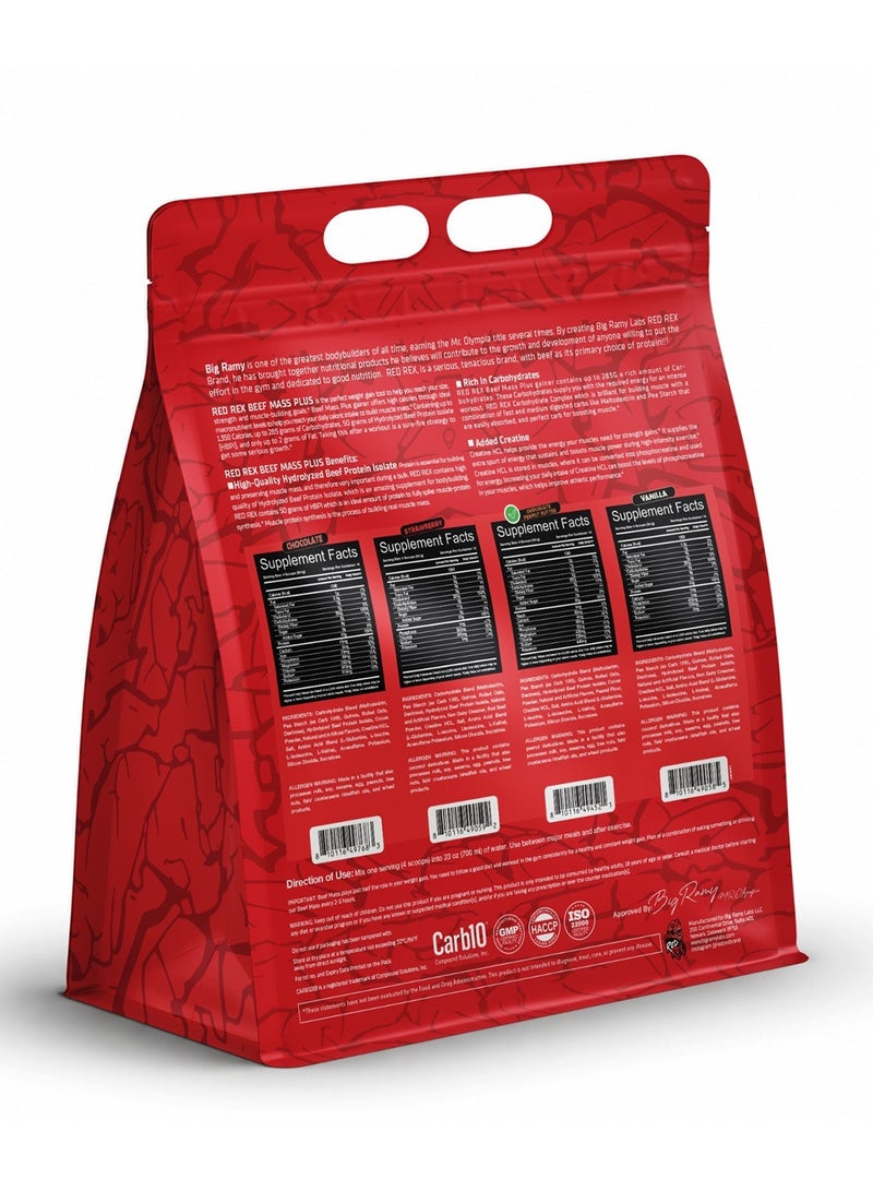 RED REX Beef Mass Plus Gainer Powder - Chocolate Peanut Butter Flavor - 10.7lb (4.85kg) - 50 g Protein Per Serving - 14 Servings - Image 2