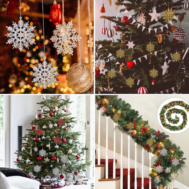 APSAMBR APSAMBR Pack of 12 Snowflakes Christmas Decoration Snowflake Decoration Glitter Snowflake Christmas Tree Decoration Snowflakes for Christmas Tree Garland Christmas Winter Decoration - Image 2