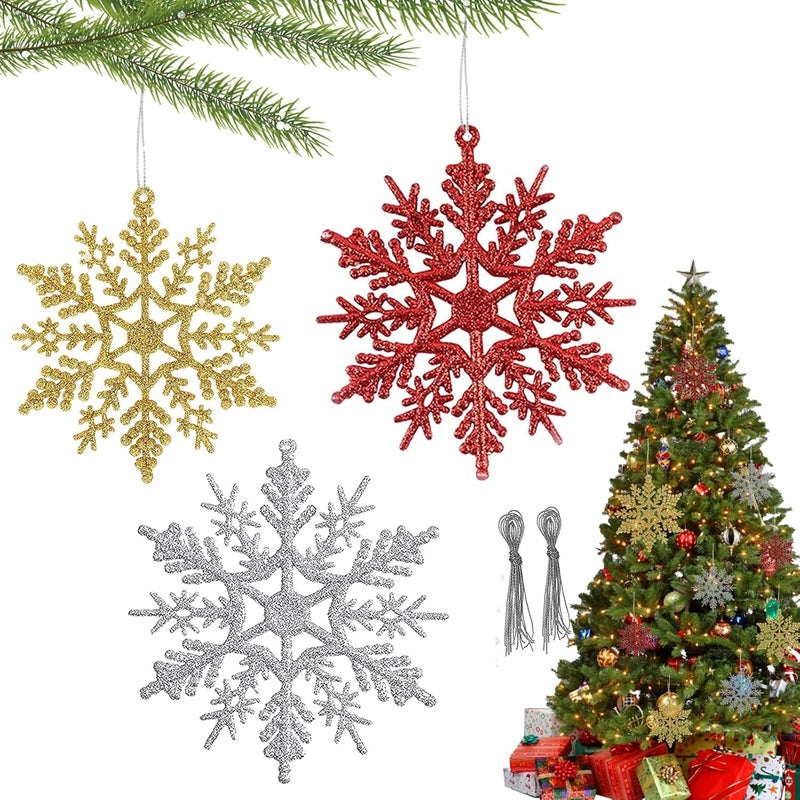 APSAMBR APSAMBR Pack of 12 Snowflakes Christmas Decoration Snowflake Decoration Glitter Snowflake Christmas Tree Decoration Snowflakes for Christmas Tree Garland Christmas Winter Decoration - Image 1
