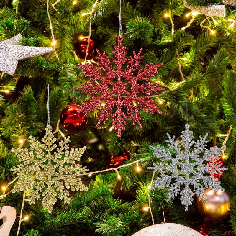APSAMBR APSAMBR Pack of 12 Snowflakes Christmas Decoration Snowflake Decoration Glitter Snowflake Christmas Tree Decoration Snowflakes for Christmas Tree Garland Christmas Winter Decoration - Image 5