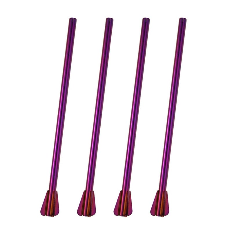 304 Stainless Steel Reusable Drinking Straws and Cocktail Stirrers 4pcs Set Purple Finish for Home Bar - Image 2
