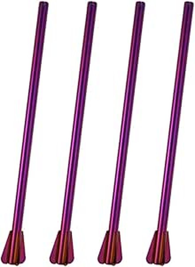 304 Stainless Steel Reusable Drinking Straws and Cocktail Stirrers 4pcs Set Purple Finish for Home Bar - Image 1