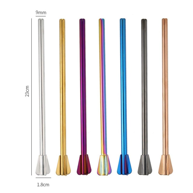 304 Stainless Steel Reusable Drinking Straws and Cocktail Stirrers 4pcs Set Purple Finish for Home Bar - Image 3