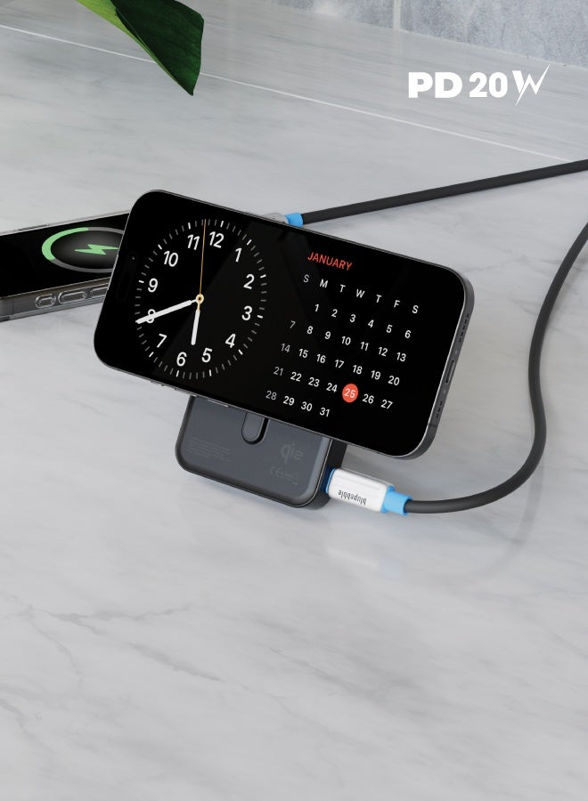 blupebble بنك طاقة CorePod Grip MagSafe بسعة 5000mAh / 10000mAh | شحن سريع لاسلكي Qi2 بقوة 15W، حامل قابل للطي – حزمة بطارية مغناطيسية لهواتف iPhone 15/14/13 - Image 4