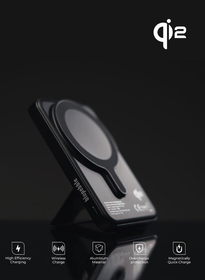 blupebble بنك طاقة CorePod Grip MagSafe بسعة 5000mAh / 10000mAh | شحن سريع لاسلكي Qi2 بقوة 15W، حامل قابل للطي – حزمة بطارية مغناطيسية لهواتف iPhone 15/14/13 - Image 5