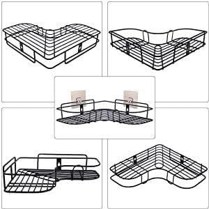 Homefusion HomeFusion Wall Mounted SelfAdhesive Bathroom Corner ShelfKitchen Rack Holder Bathroom Accessories MaterialGI Metal Powder Coated Finish Black L Shape Pack of 1  - Image 5